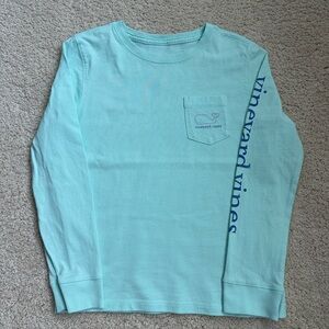 Girls size XS (5-6) Vineyard Vines aqua long sleeve t-shirt with purple whale.